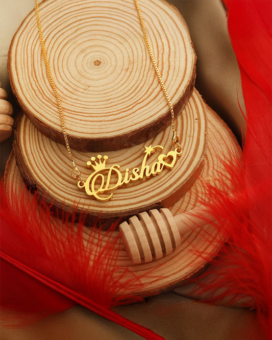 Crown Heart Name Necklace